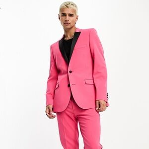 ASOS DESIGN Hot Pink Tuxedo Suit Jacket